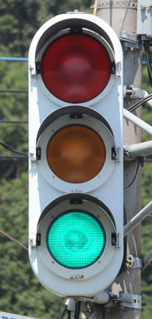 芳賀町西水沼の縦型信号機