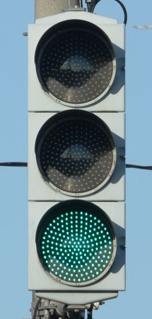 真岡市八條の縦型信号機